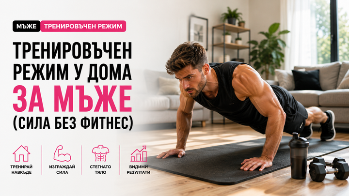 Тренировъчен режим у дома за мъже (сила без фитнес)
