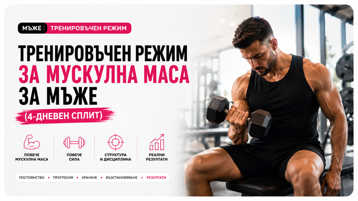 Тренировъчен режим за мускулна маса за мъже (4-дневен сплит)