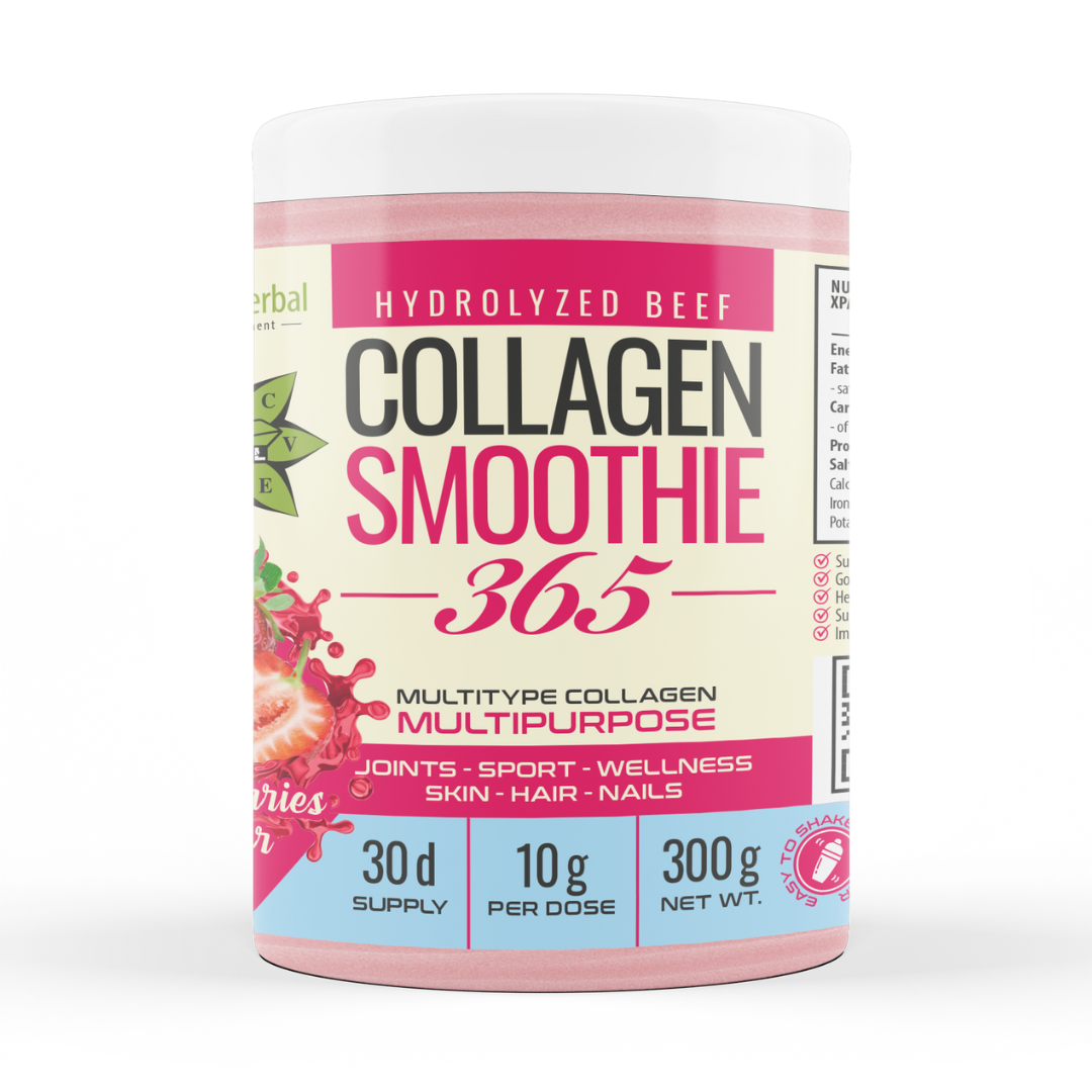 Cvetita Herbal Collagen Smoothie 365 с ягода – хидролизиран телешки колаген с витамин C, 300 g