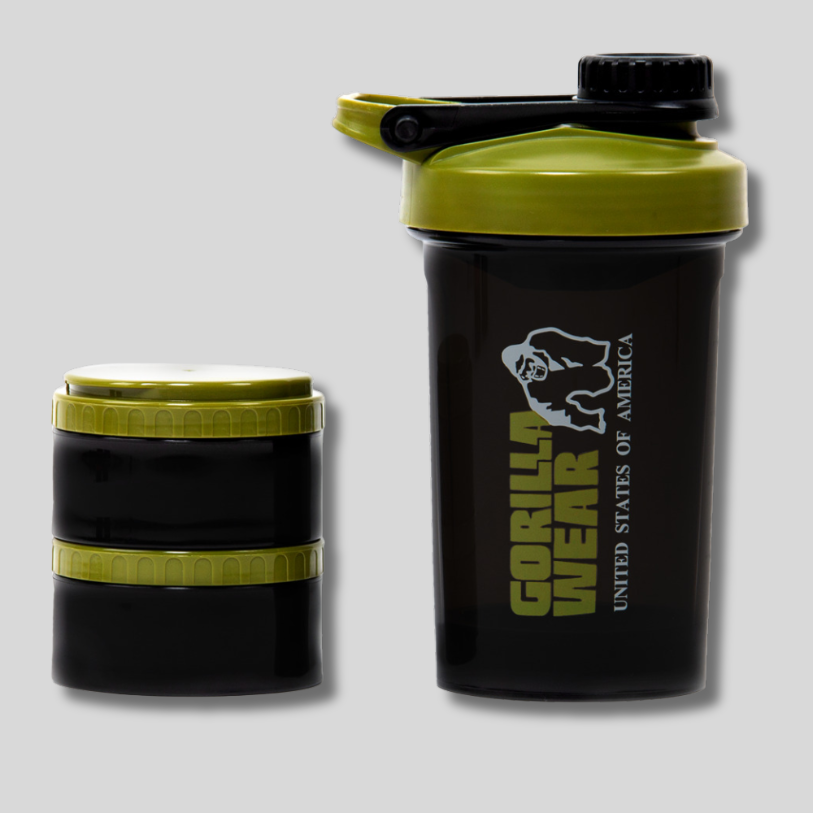 Шейкър с кутии за хапчета и пудри Shaker 2 GO – Black/Army Green