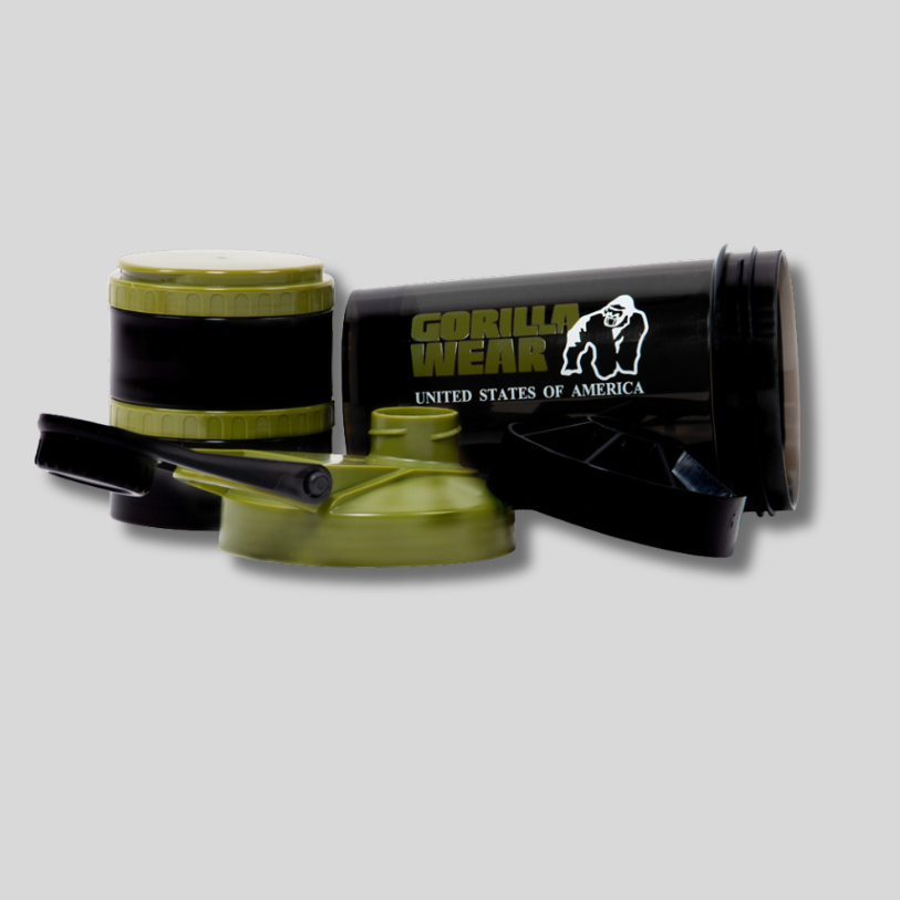Шейкър с кутии за хапчета и пудри Shaker 2 GO – Black/Army Green