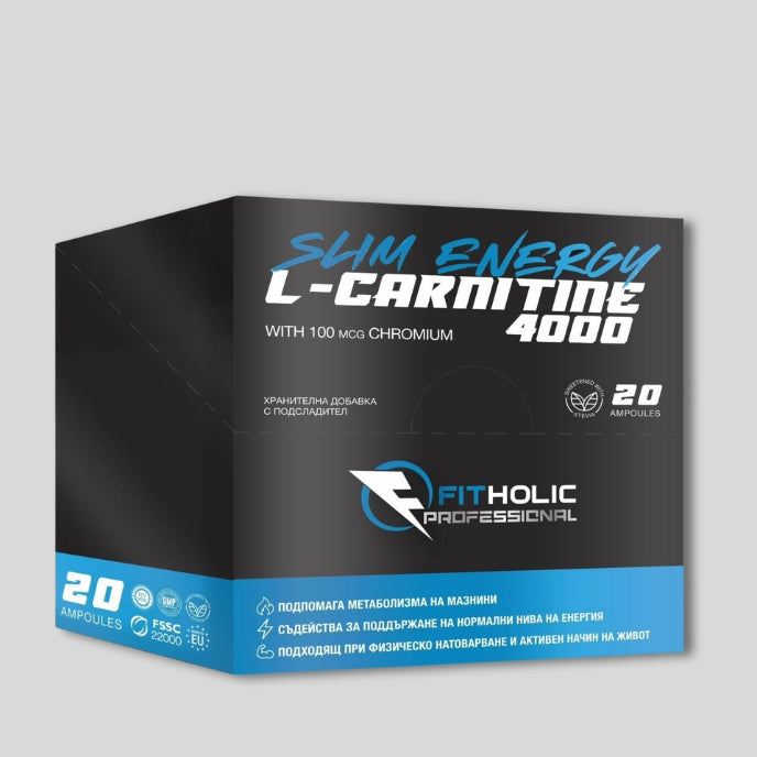 Fitholic Professional L-Carnitine Slim Energy 4000 mg Triple L-Carnitine Matrix (20×25 ml)