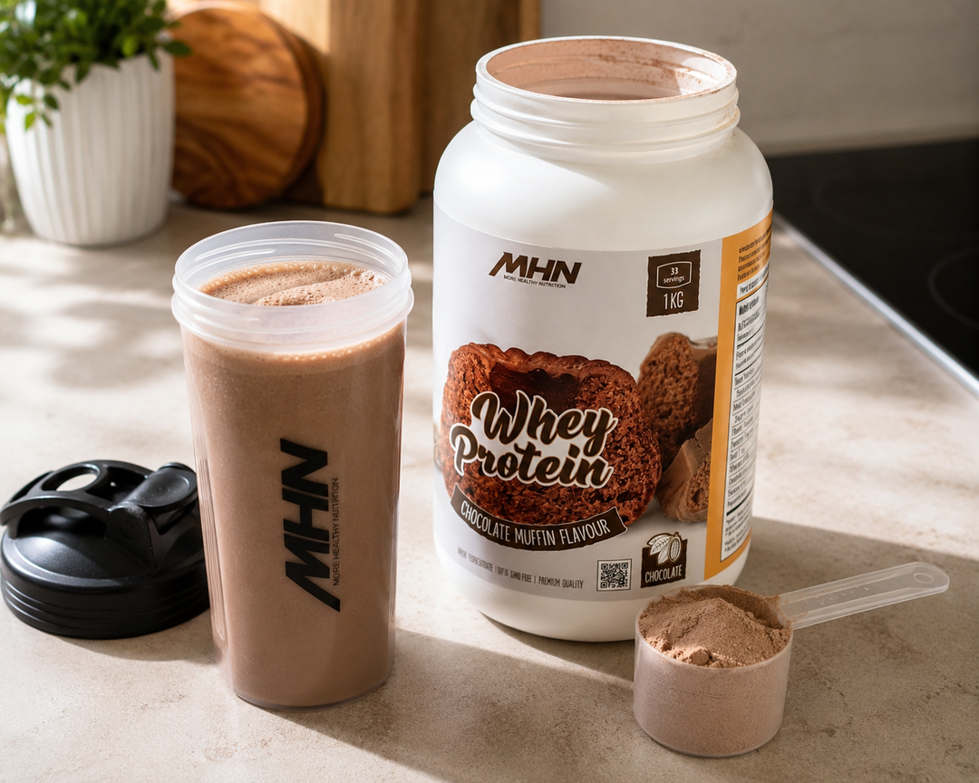 MORE Healthy Stack - Суроватъчен протеин 1кг + протеинови мъфини подарък – MORE Delicious