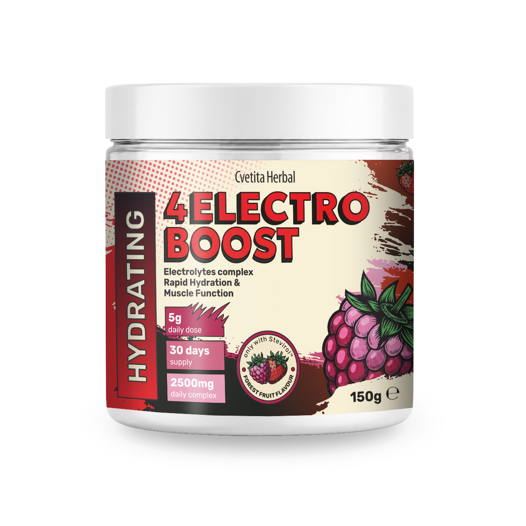 Cvetita Herbal 4ELECTRO BOOST – Електролитна формула с Натрий, Калий, Калций и Магнезий (150 g, 30 дози)