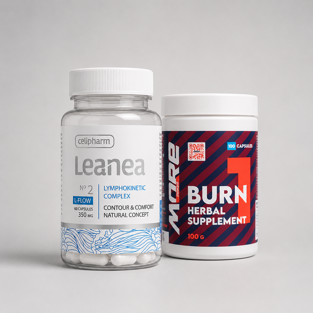 Протокол Подуване & Водна Задръжка — Ниво 1 (BASIC) с Leanea и More Burn 1 за подпомагане на лимфния дренаж и намаляване на водната задръжка