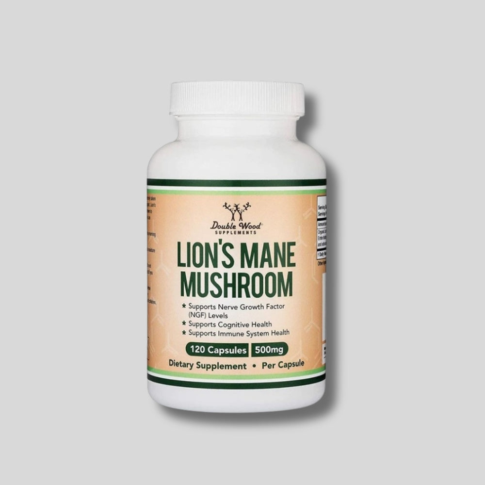 Double Wood - Lion's Mane Mushroom (Лъвска грива) – 1000 mg,  120 капсули за 2 месеца прием - GetMorePower.bg