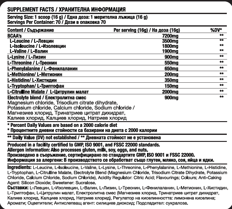 Fitholic Professional Pro Charge EAA Essential Amino Acids 560 гр / 35 дози - GetMorePower.bg