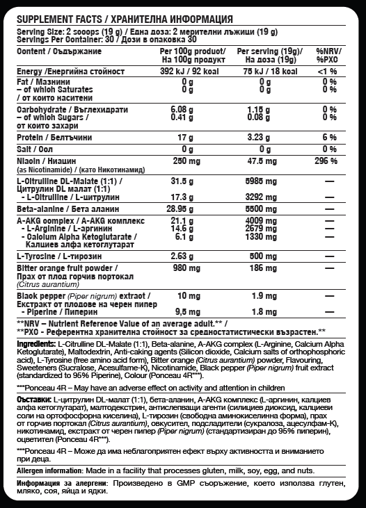 Fitholic Professional Crazy Pump Stim FREE хранителна информация - GetMorePower.bg