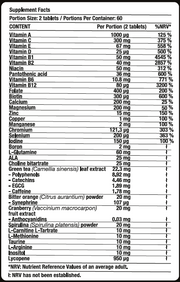 Fitholic Professional Daily Vitamins | Vitamins and Mineral Formula 120 tabs / 60 servings