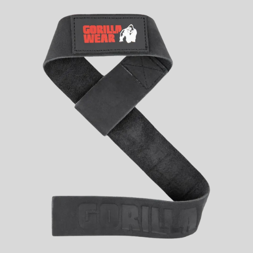 GORILLA WEAR Фитили 100% кожа Leather Lifting Straps – Black - GetMorePower.bg