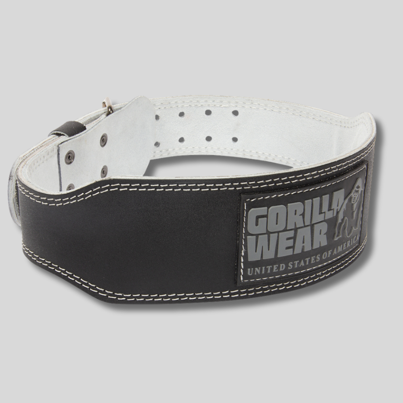 GORILLA WEAR Кожен колан 4 Inch Padded Leather Belt – Black/Gray - GetMorePower.bg