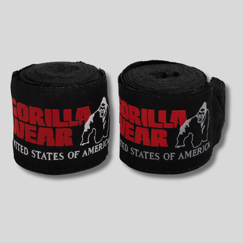GORILLA WEAR Бинтове бокс Boxing Hand Wraps – Black – 2.5m-3m-4m - GetMorePower.bg