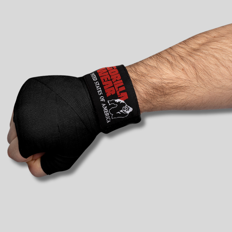 GORILLA WEAR Бинтове бокс Boxing Hand Wraps – Black – 2.5m-3m-4m - GetMorePower.bg