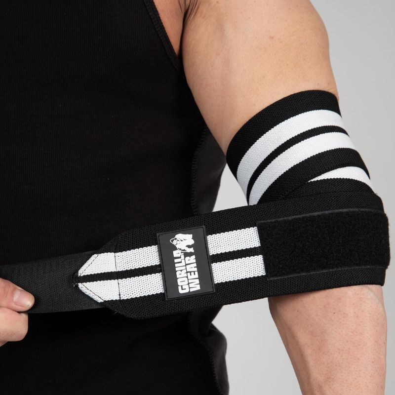 GORILLA WEAR Ластични бинтове за лакти Elbow Wraps – Black/White - GetMorePower.bg