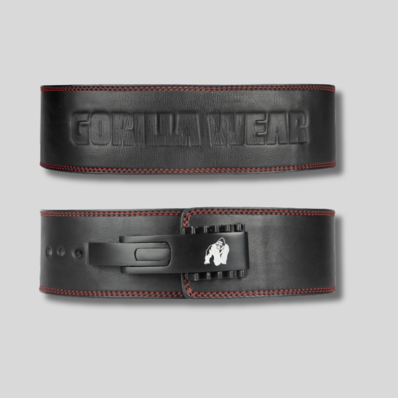 GORILLA WEAR Премиум трибойски колан с лостов механизъм Gorilla Wear 4 Inch Premium Leather Lever Belt – Black - GetMorePower.bg