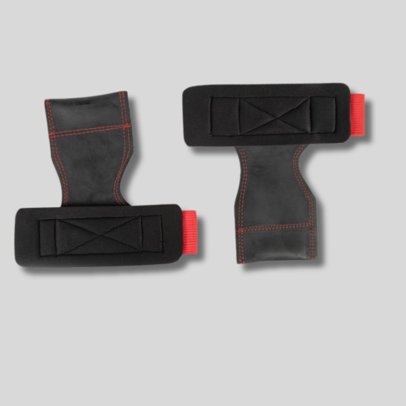 GORILLA WEAR Накитници с гумирана подложка Lifting Grips – Black/Red - GetMorePower.bg