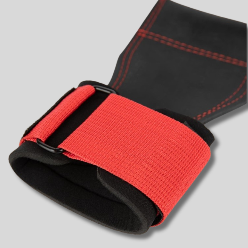 GORILLA WEAR Накитници с гумирана подложка Lifting Grips – Black/Red - GetMorePower.bg