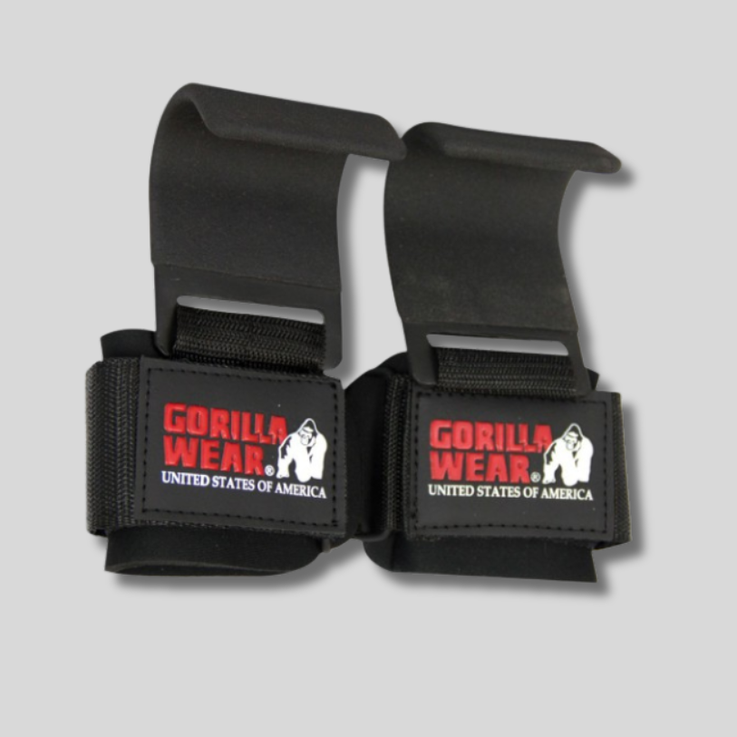 GORILLA WEAR Стоманени куки с накитник Weight Lifting Hooks Black - GetMorePower.bg