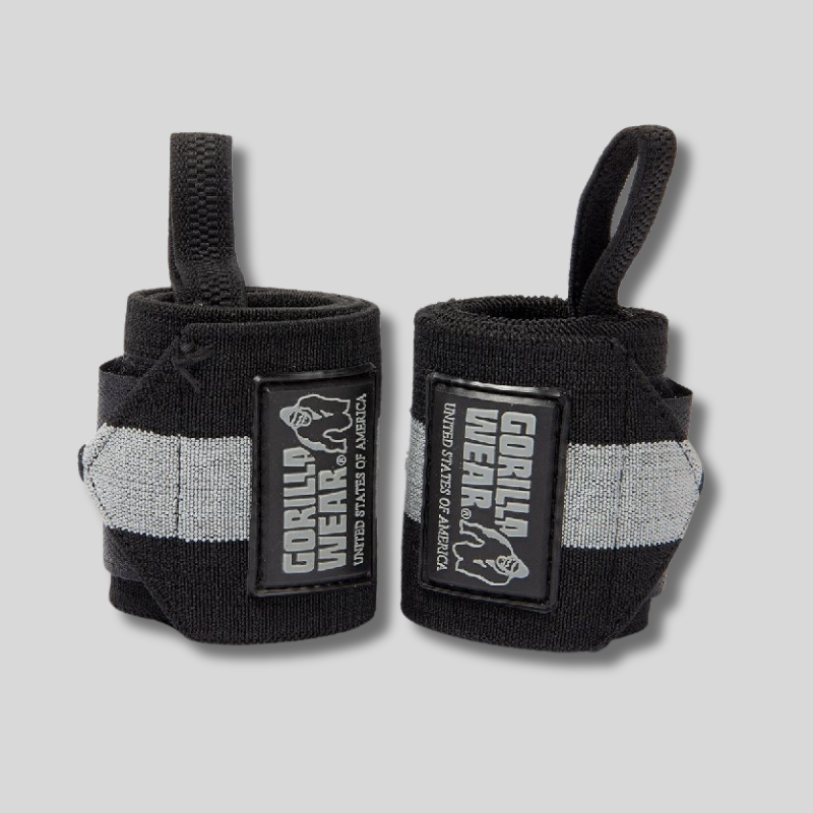 GORILLA WEAR Ластични бинтове за китки Wrist Wraps Ultra – Black/Gray - GetMorePower.bg