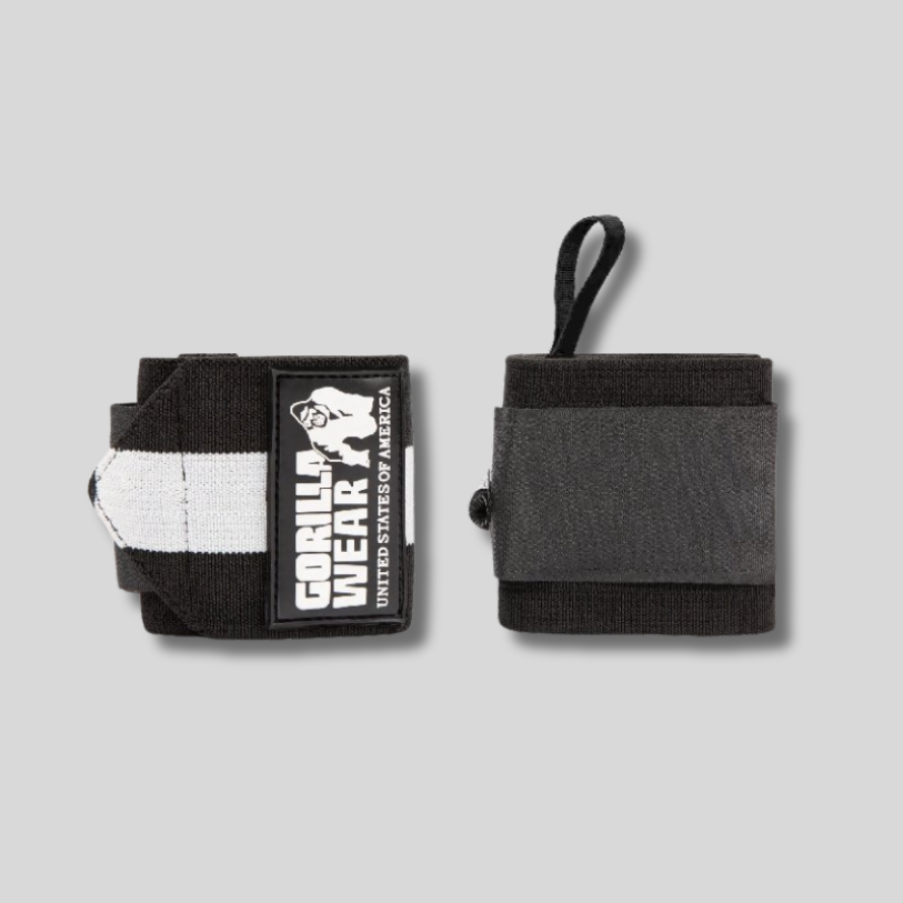 GORILLA WEAR Ластични бинтове за китки Wrist Wraps Ultra – Black/White - GetMorePower.bg