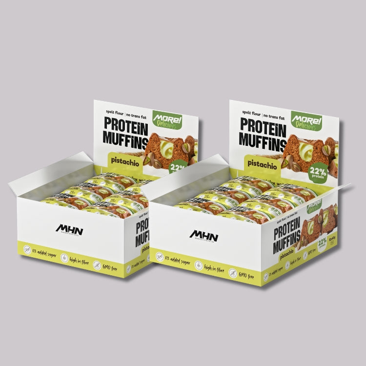 MORE Delicious Protein Muffin Pistachio - Протеинов мъфин без захар с крем шам-фъстък, 60 г - GetMorePower.bg