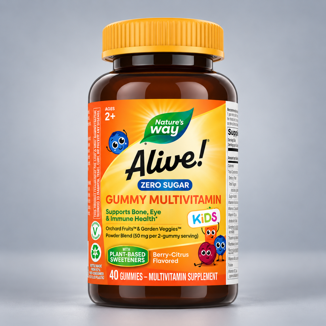 Nature's Way Alive! Мултивитамини за деца без захар | Alive! Zero Sugar Kids Gummy Multivitamin – 40 желирани таблетки