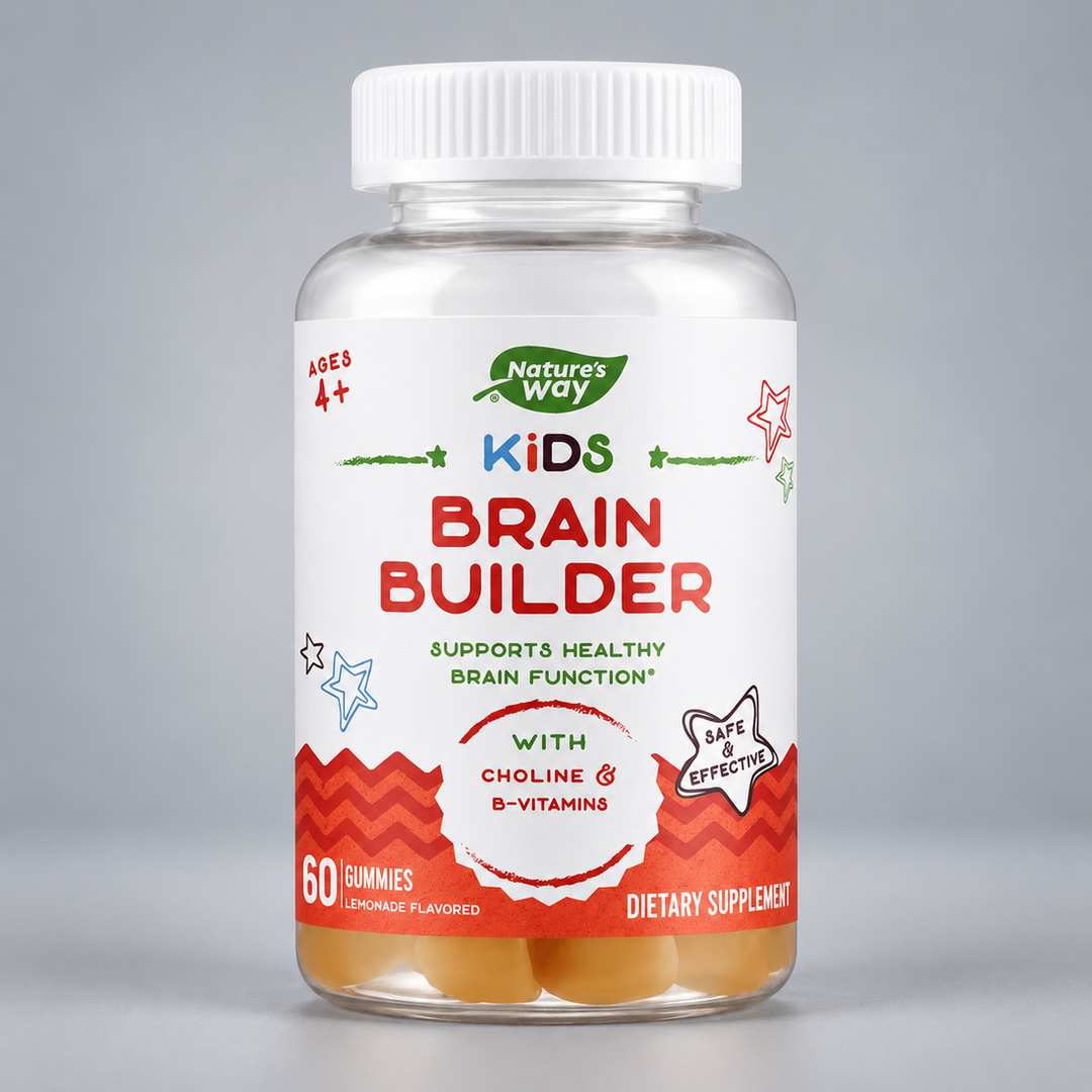 Nature's Way Детска формула с холин, витамин B6 и B12 | Kids Brain Builder Gummies – 60 желирани таблетки