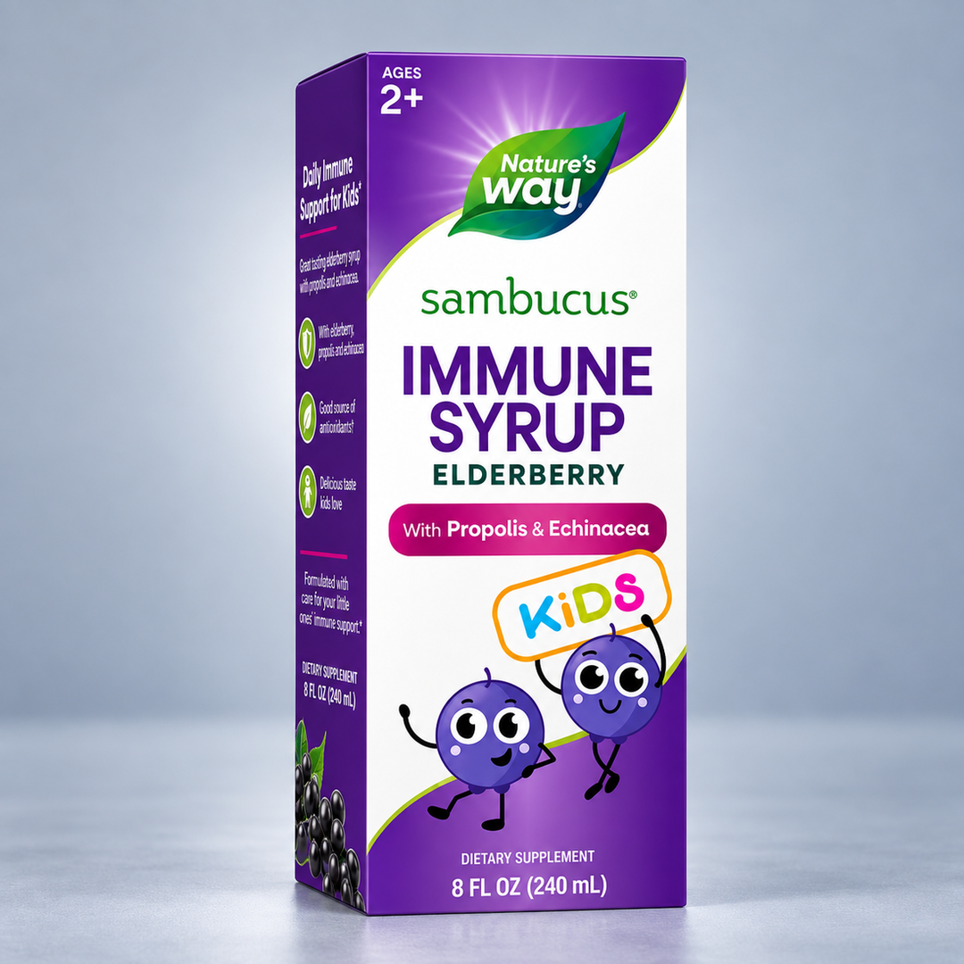 Nature's Way Самбукус сироп за деца с черен бъз, ехинацея и прополис | Sambucus Immune Syrup for Kids – 240 ml