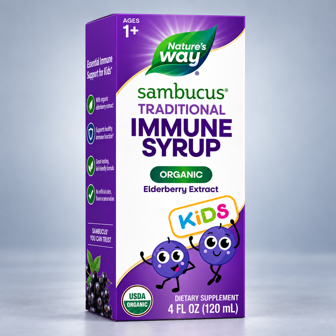 Nature's Way Самбукус органичен сироп с черен бъз за деца | Sambucus Organic Syrup for Kids – 120 ml