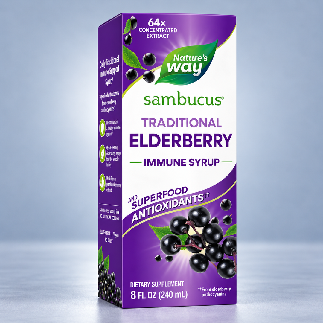Nature's Way Самбукус сироп с черен бъз | Sambucus Traditional Elderberry Syrup – 240 ml
