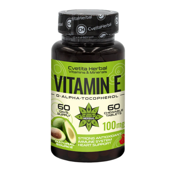 Cvetita Herbal Витамин E дъвчащи таблетки 60 таблетки х 100 mg