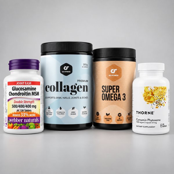 Протокол Стави & Сухожилия Ниво 2 STANDARD с GO FITNESS Premium Collagen, Super Omega 3, Webber Naturals Glucosamine Chondroitin MSM и Thorne Curcumin Phytosome