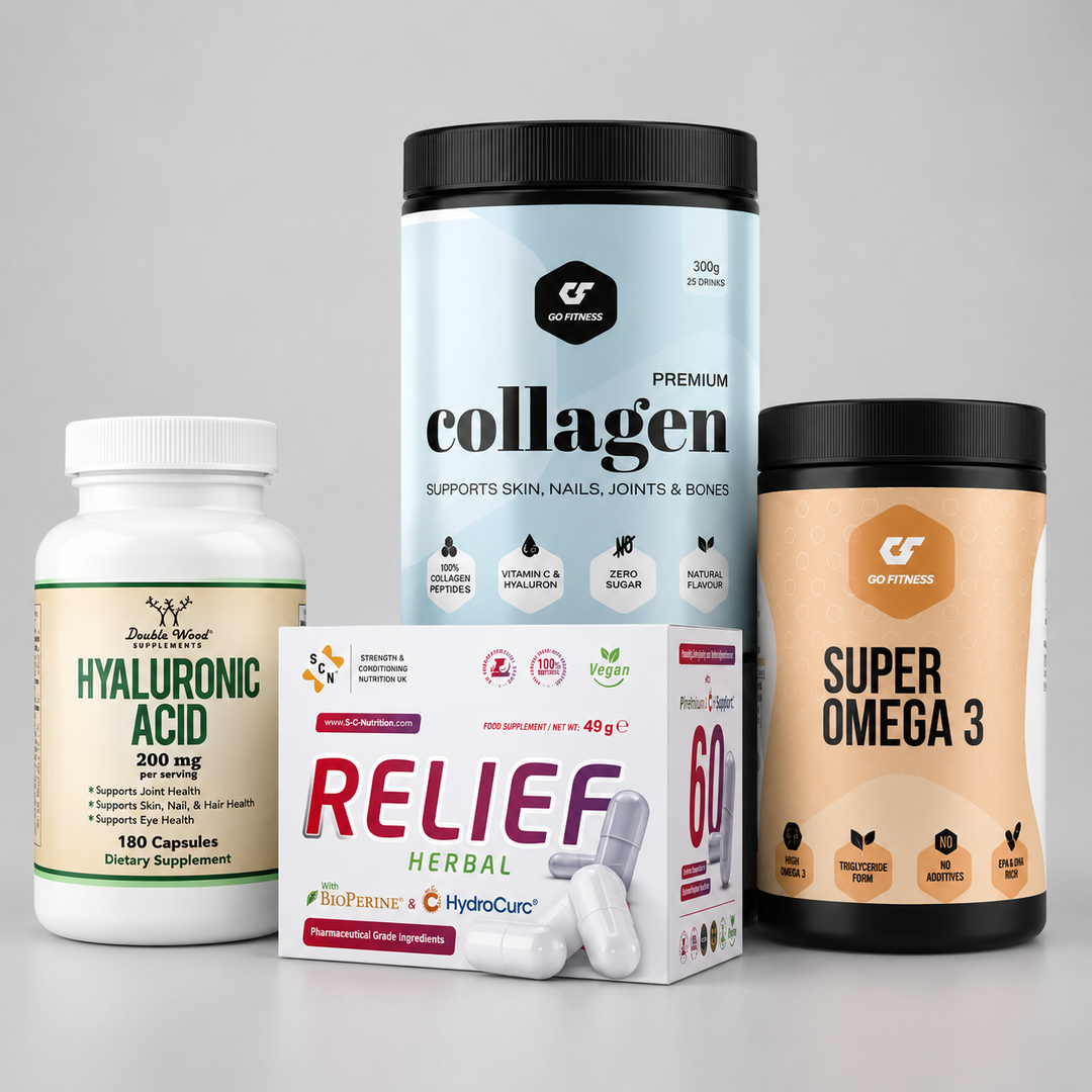 Протокол Стави & Сухожилия Ниво 3 ADVANCED с GO FITNESS Premium Collagen, Super Omega 3, Double Wood Hyaluronic Acid и SCN Relief Herbal
