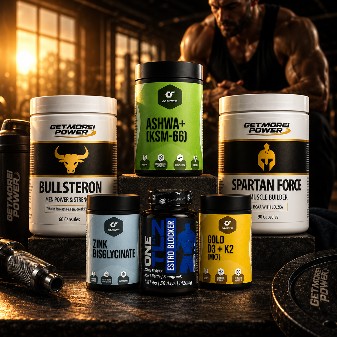Протокол Тестостерон & Либидо – Ниво 3 ADVANCED с BULLSTERON, GO FITNESS Zinc, Ashwa+ KSM-66, D3 + K2, SPARTAN FORCE и Cvetita TLZ Estro Blocker във фитнес среда
