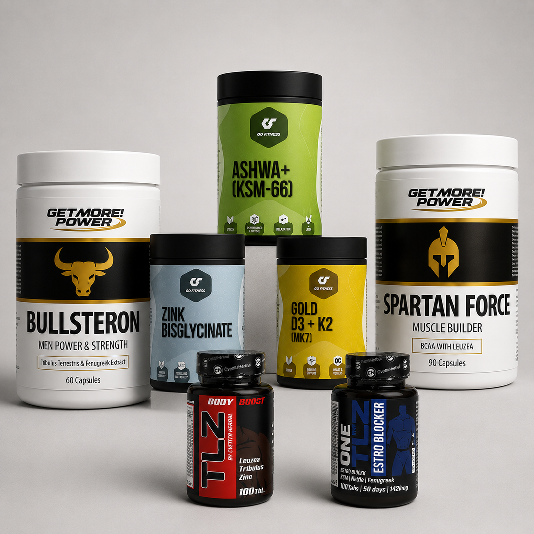Протокол Тестостерон & Либидо — Ниво 3 (ADVANCED) с Bullsteron, Spartan Force, Zinc Bisglycinate, Ashwa+ KSM-66, Gold D3 + K2, TLZ и One TLZ Estro Blocker за поддържане на тестостерона, либидото и мъжката сила