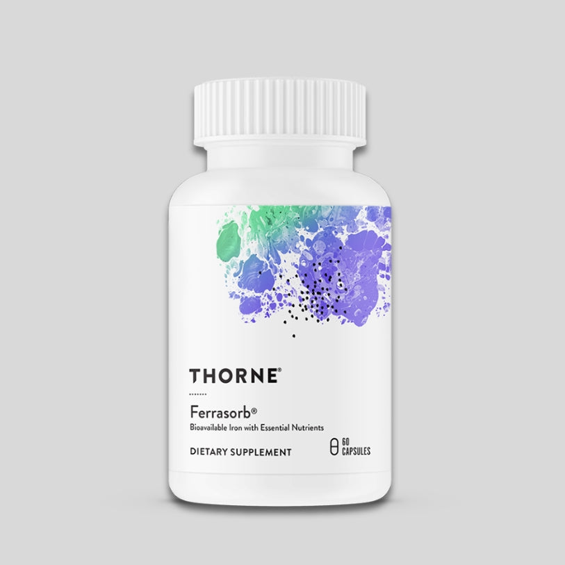 Thorne Ferrasorb®/ Желязо с фолиева киселина и витамин  С, В6 и В12 х 60 капсули - GetMorePower.bg