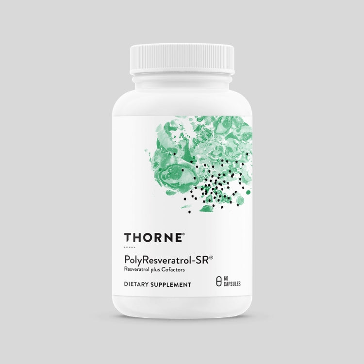 Thorne PolyResveratrol- SR®/  Ресвератрол + кофактори x 60 капсули, с удължено освобождаване - GetMorePower.bg