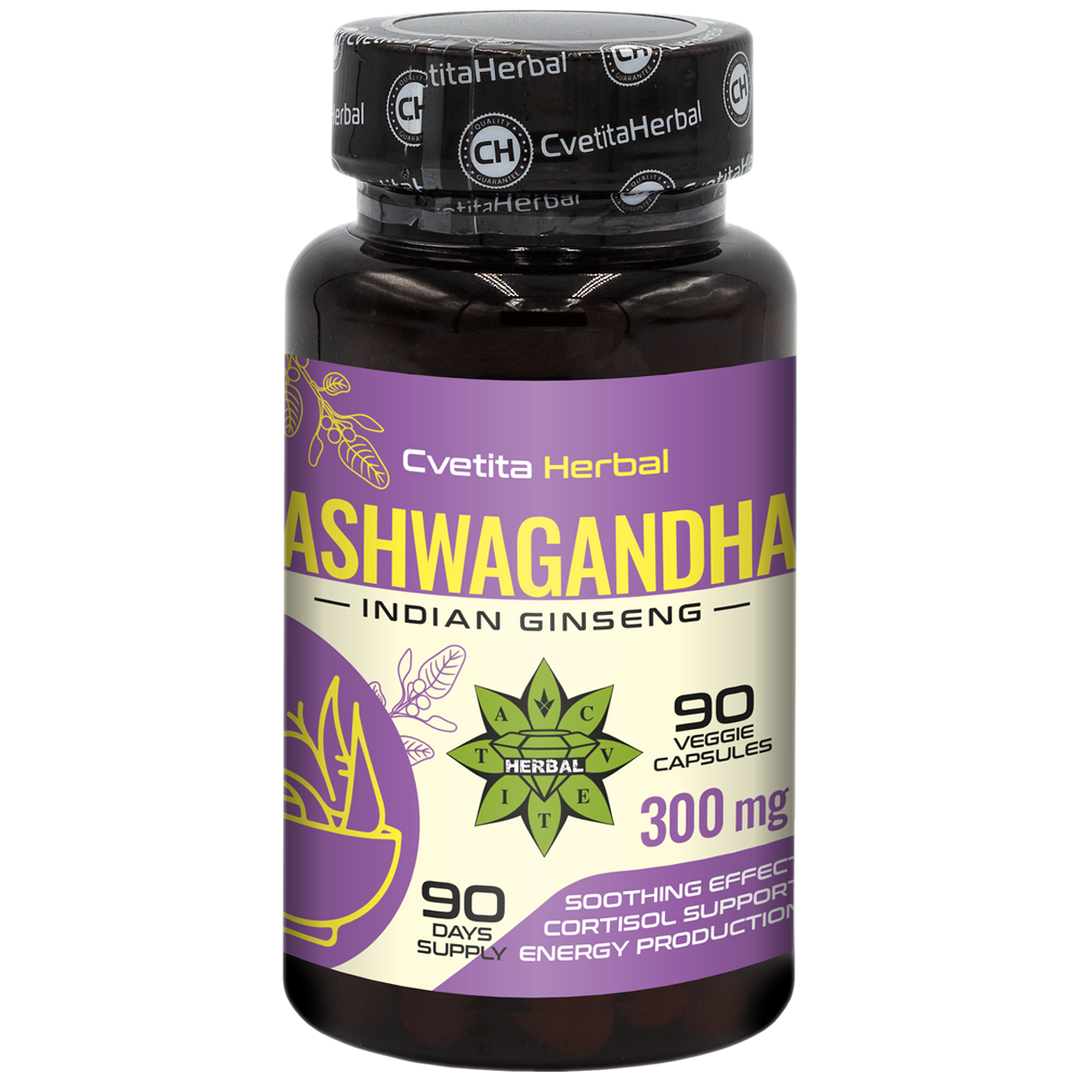 Cvetita Herbal - Ashwagandha екстракт - растителни капсули (90 капсули х 300 mg) - GetMorePower.bg