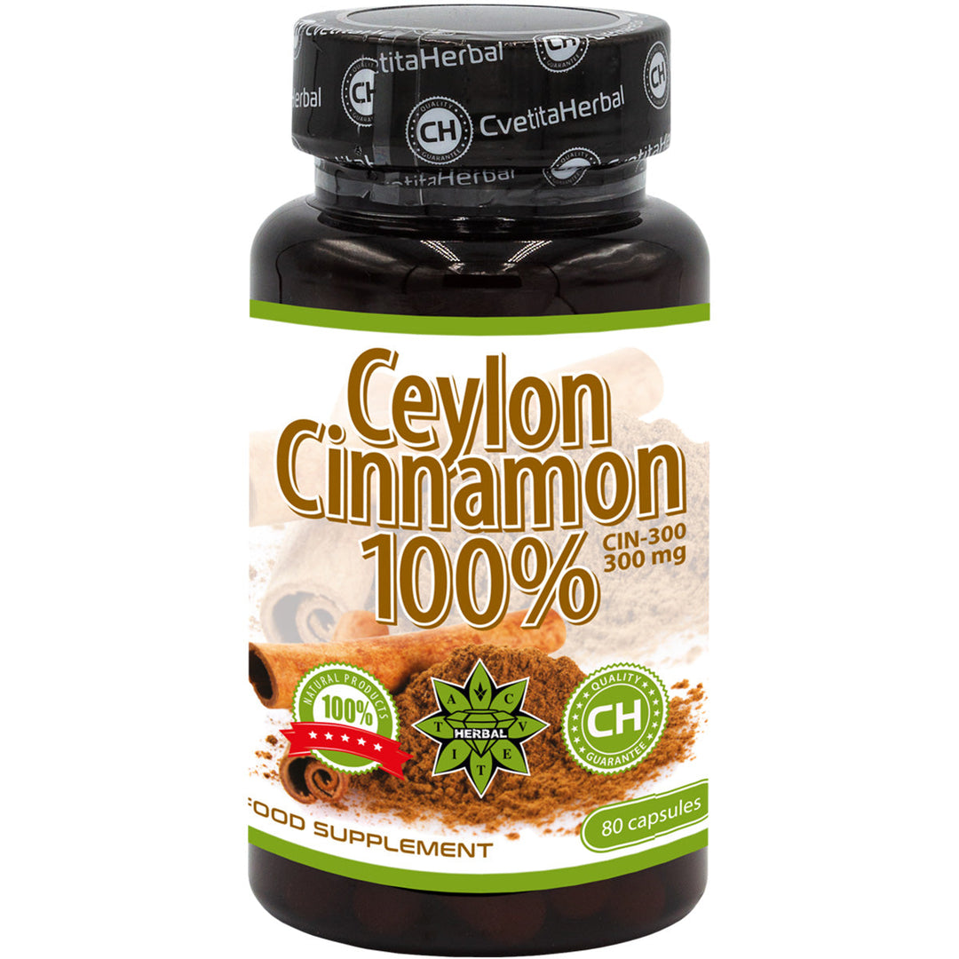 Cvetita Herbal - 100% Ceylon Cinnamon (Цейлонска Канела) - 80 капсули х 300 mg - GetMorePower.bg