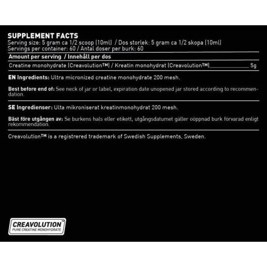 SWEDISH Supplements Creavolution™ | Performance Ultra Micronized Creatine Monohydrate 200 Mesh