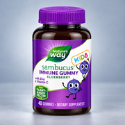 Nature's Way Самбукус за деца с черен бъз, витамин C и цинк | Sambucus Kids Immune Gummies – 40 желирани таблетки