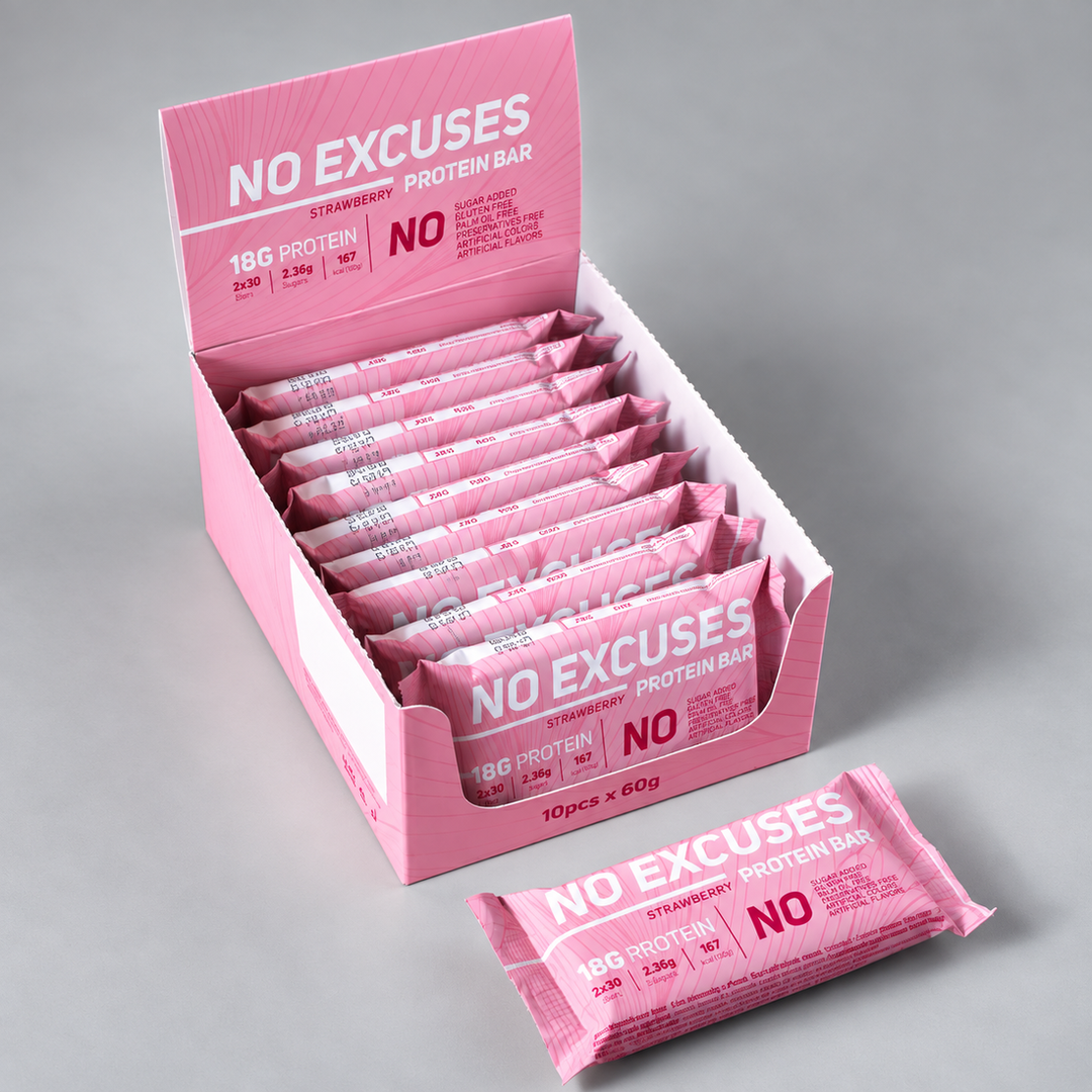 Протеинов бар с бял шоколад и ягода | NoExcuses – 60 g