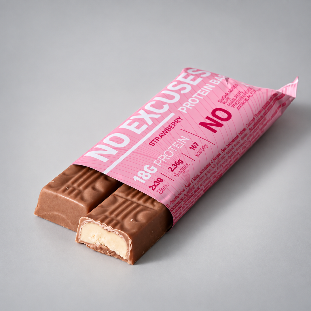 Протеинов бар с бял шоколад и ягода | NoExcuses – 60 g