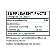 Thorne Red Yeast Rice + CoQ10 – хранителни стойности (Supplement Facts) на опаковката