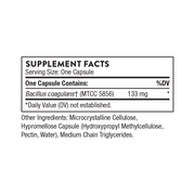 Thorne Bacillus Coagulans – хранителни стойности (Supplement Facts) на опаковката