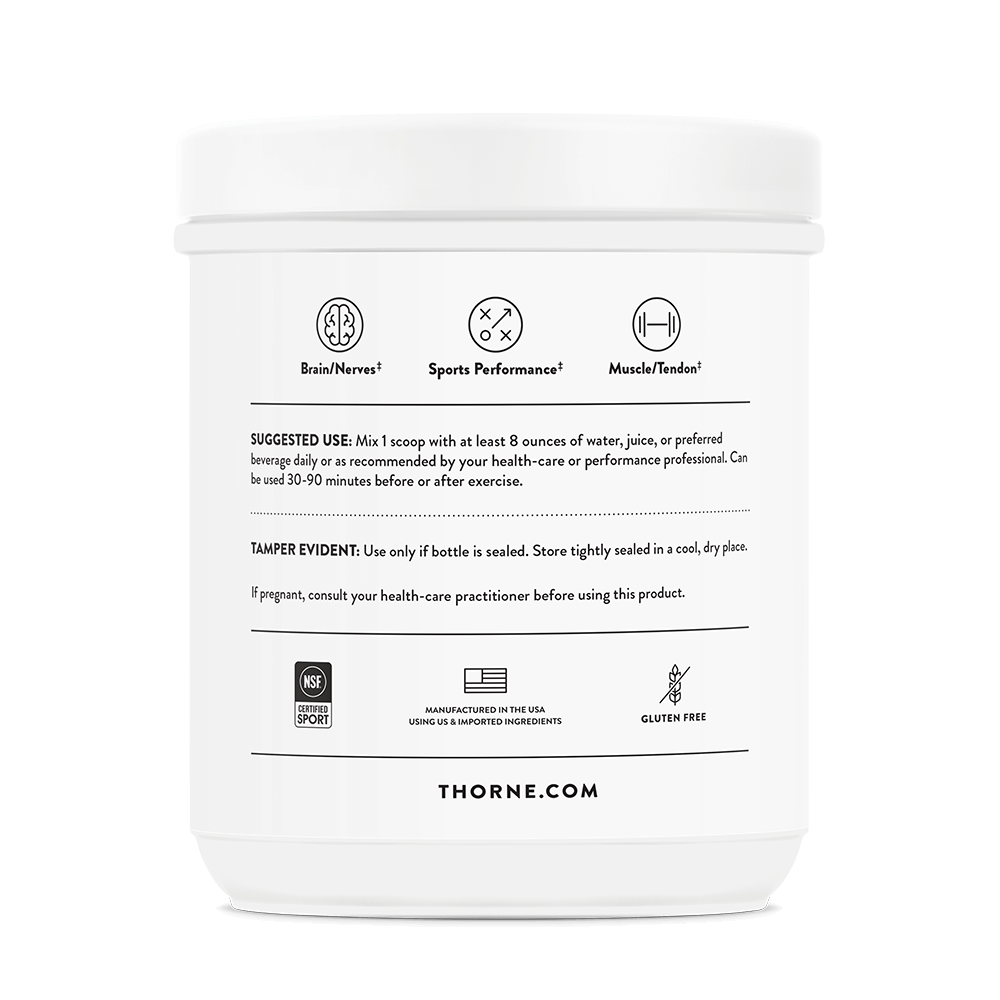 Thorne Creatine Pineapple Orange – задна страна на опаковката с инструкции за употреба