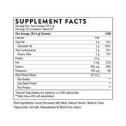 Thorne Plant Protein Chocolate – хранителни стойности (Supplement Facts) на опаковката