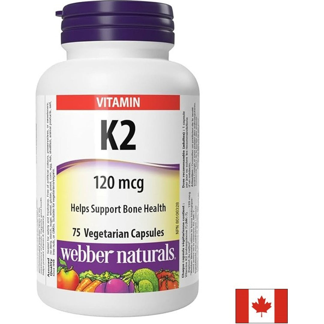 Webber Naturals Vitamin K2 120 mcg MK-7 - 75 V капсули