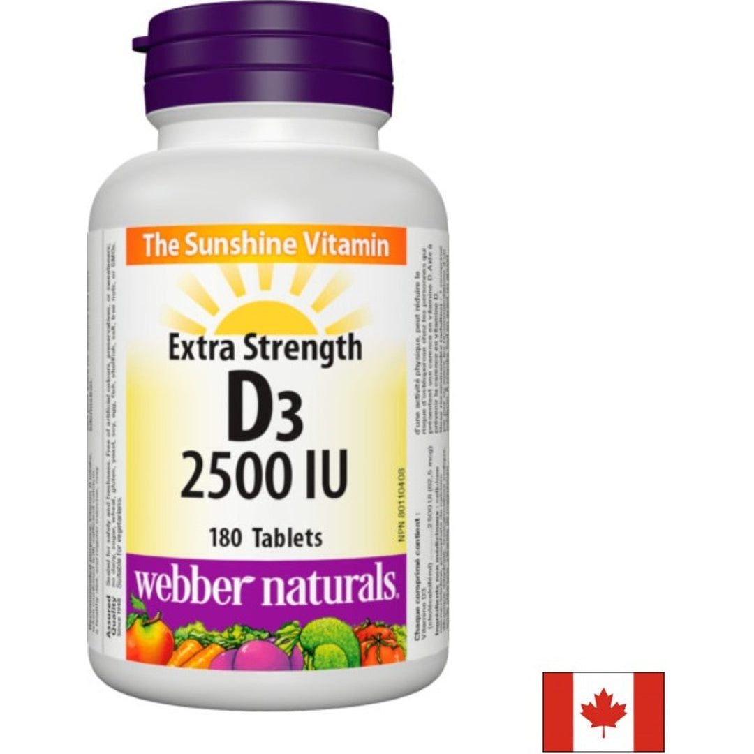 Webber Naturals Vitamin D3 2500 IU - 180 таблетки (доза ½ таблетка)