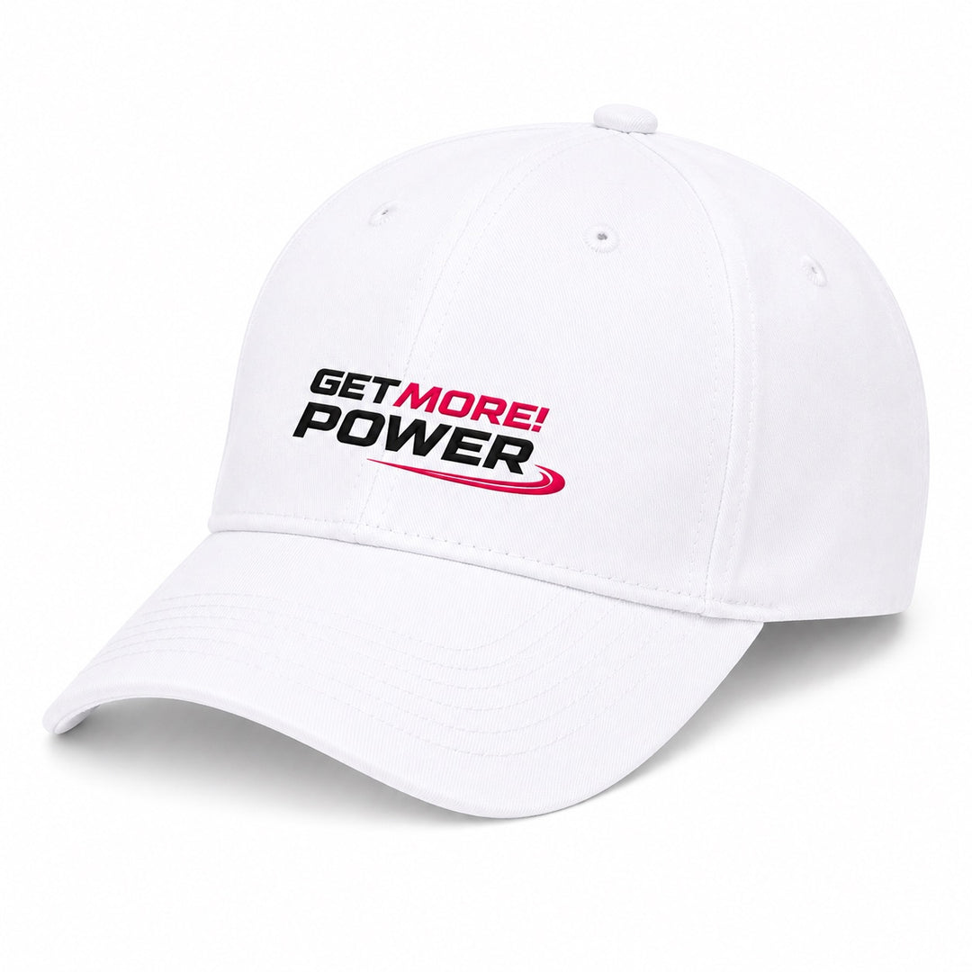 Бяла унисекс спортна шапка Get More Power Signature Cap с бродирано лого